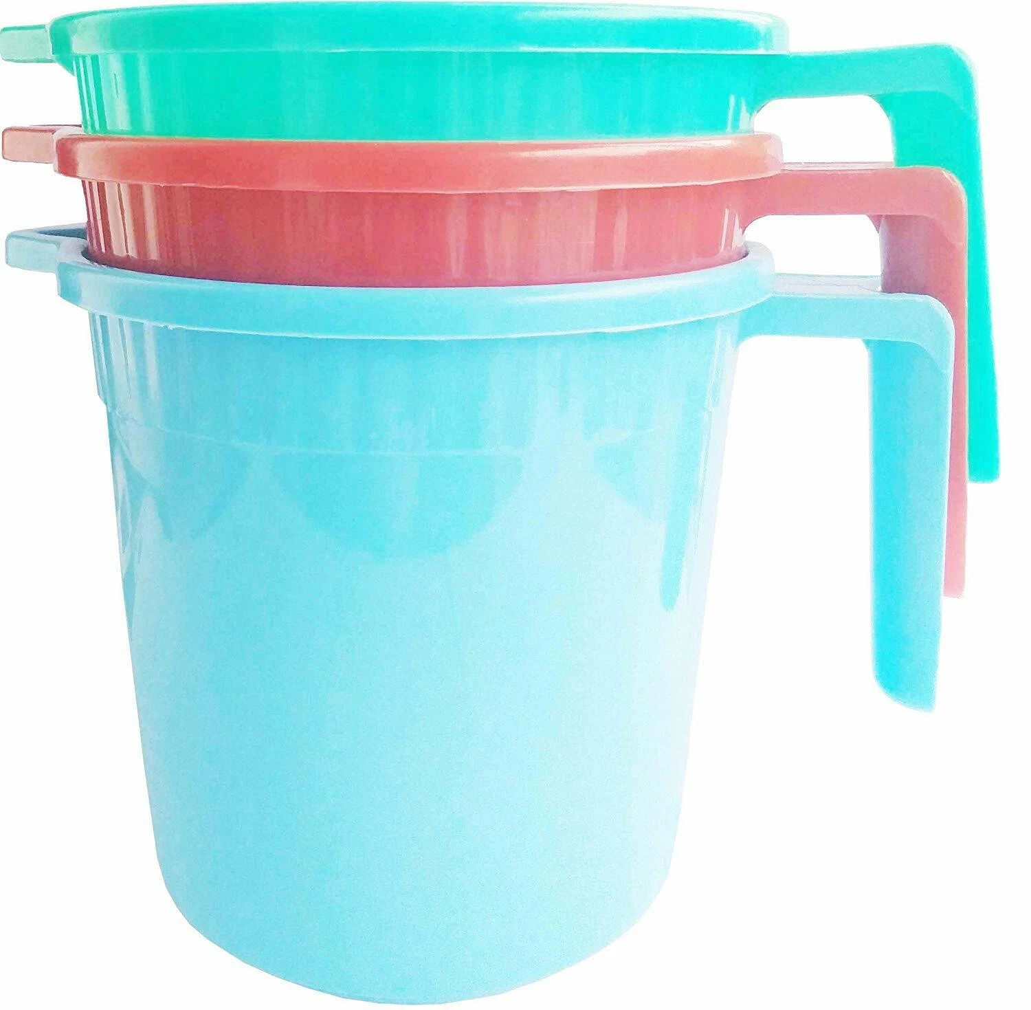 Unbreakable Plastic Mugs Assorted Mix Home Bathroom Mug Multipurpose Uses 750ML