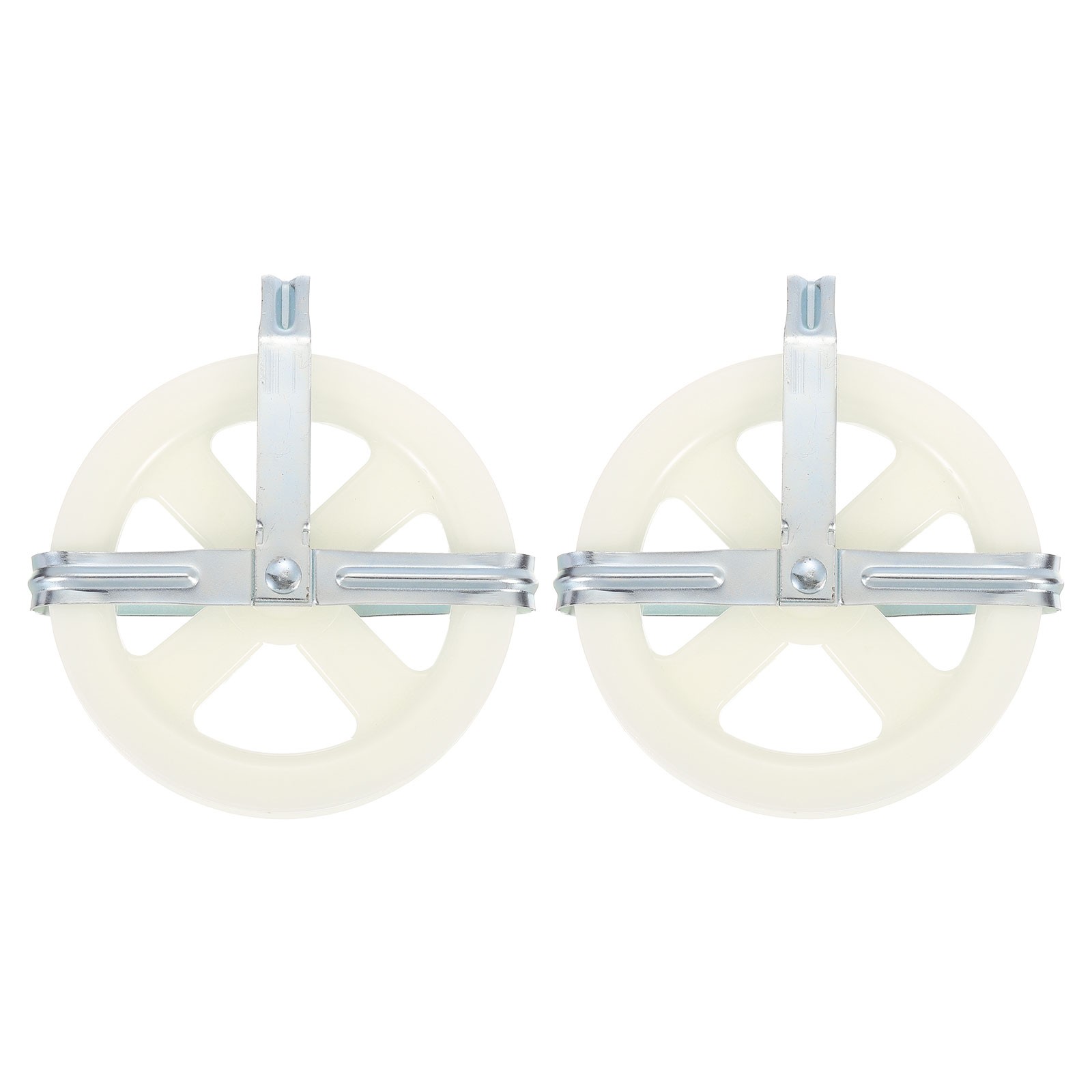 2Pcs 5" Clothesline Pulley with Durable Plastic Wheel and Iron Alloy Axle, White