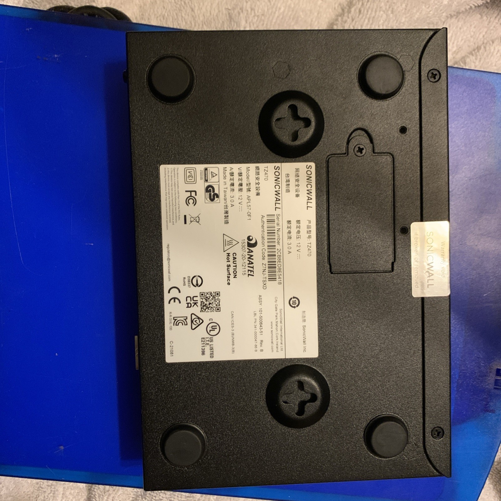 Sonicwall TZ470 Network Security Appliance - Firewall Registered “for Parts”