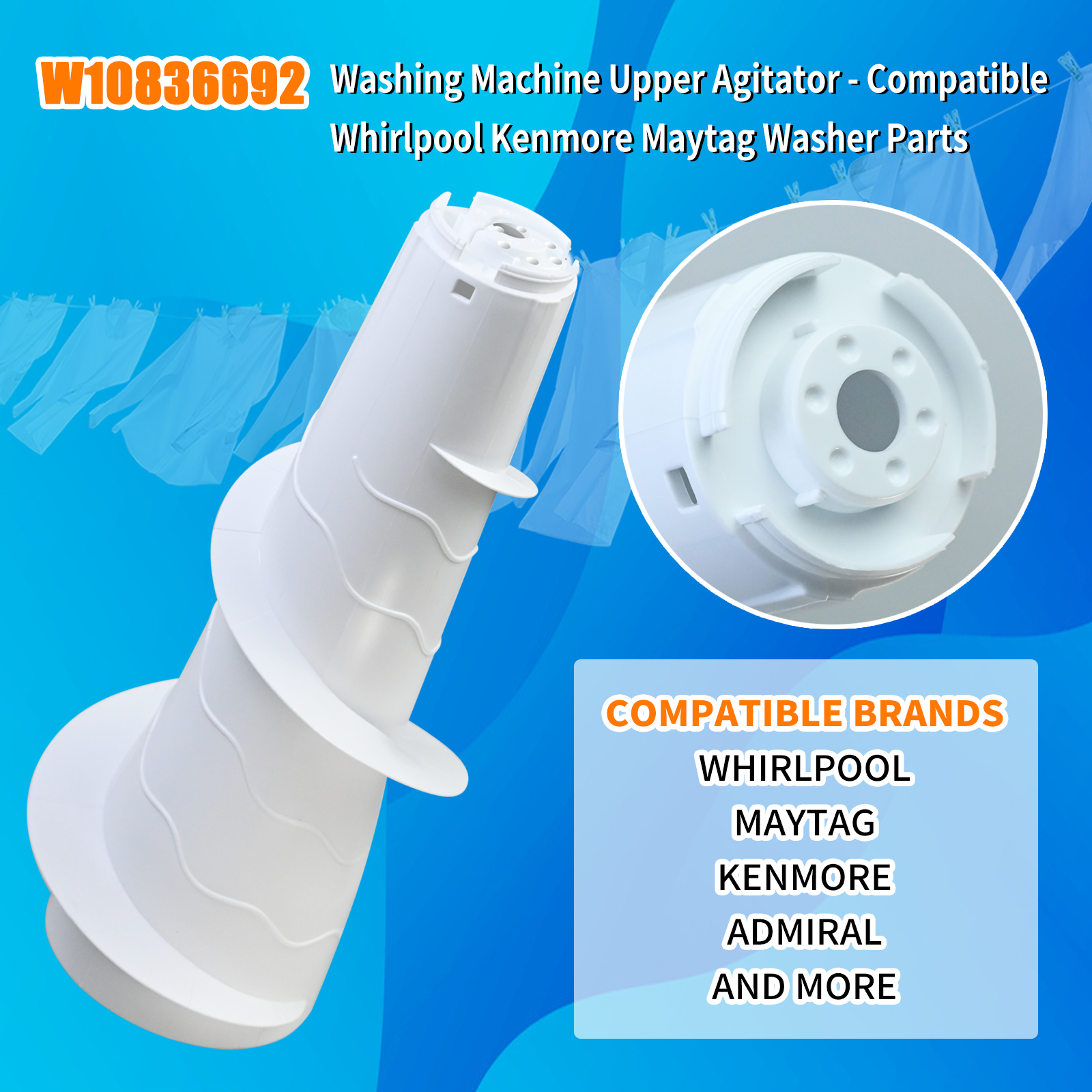 For Whirlpool Washer Washing Machine Agitator W10836692