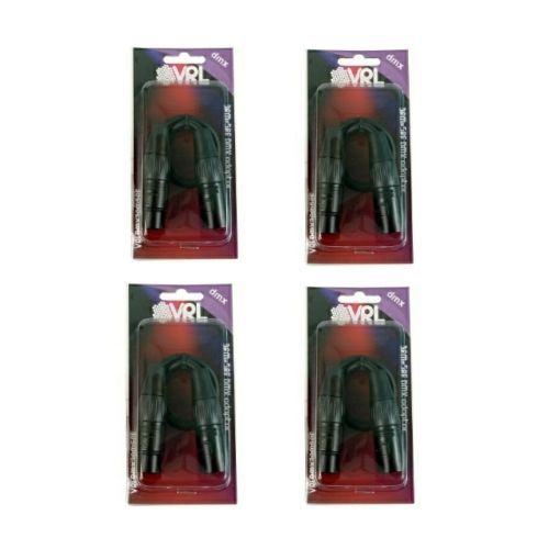 4 VRL DMX 3 Pin Male To 5 Pin Female Lighting Adapter Cable