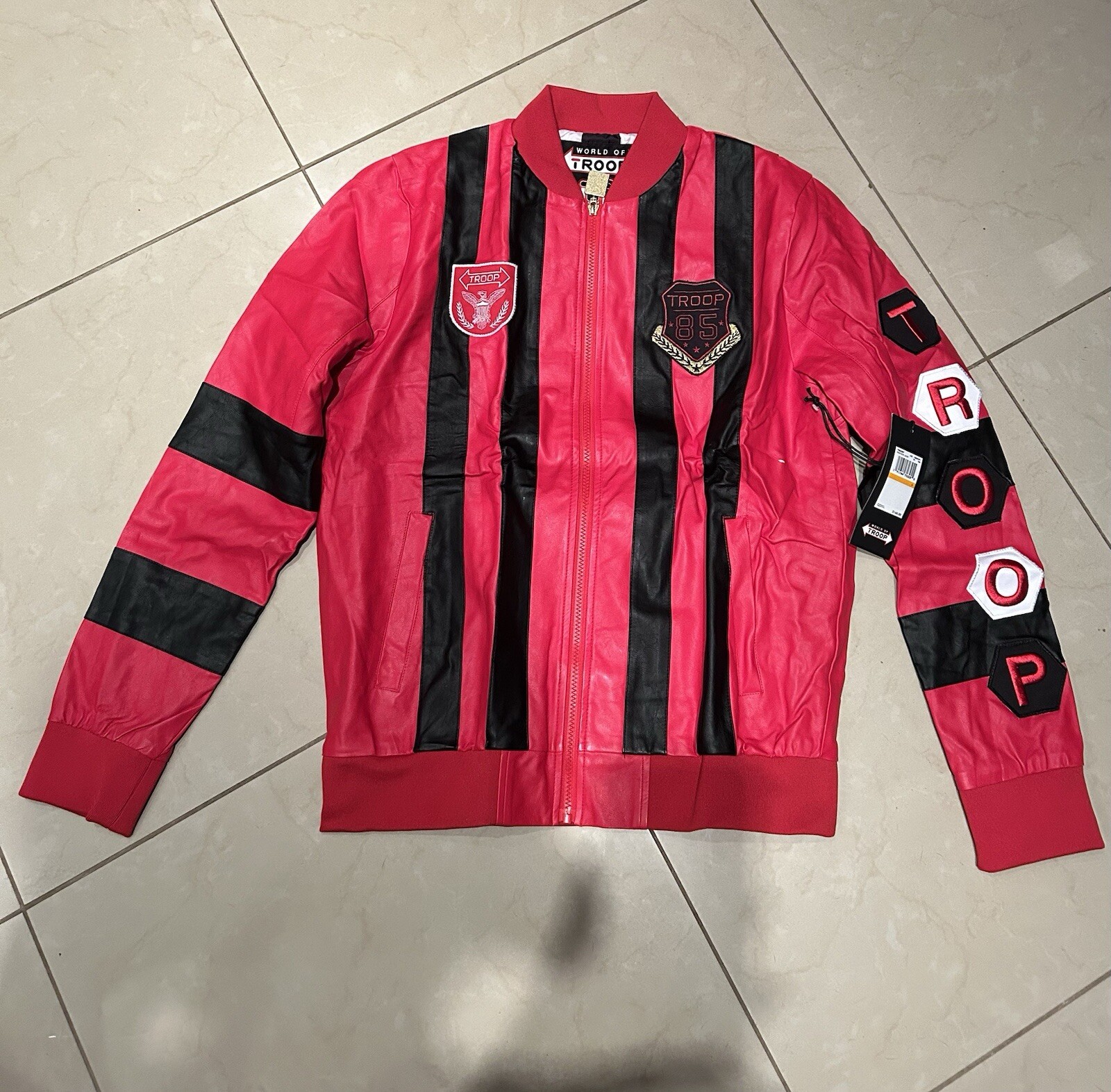 World of Troop moto jacket (blk/red) size XL