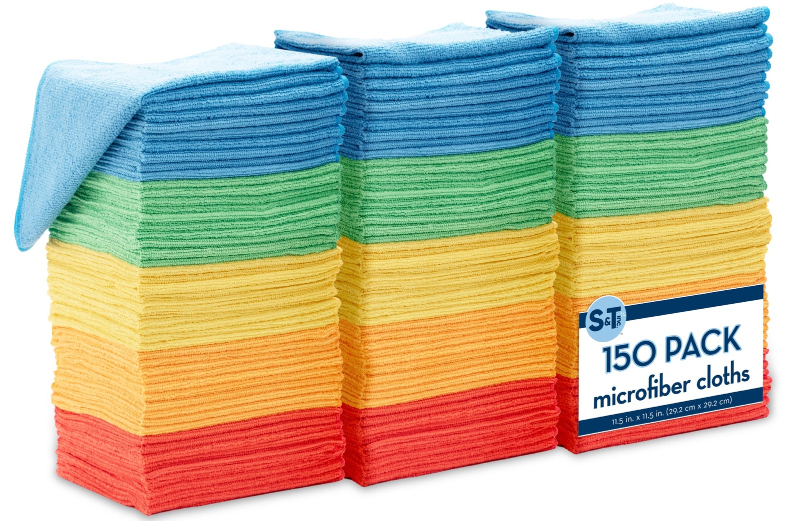 S&T INC. 150 Pack Microfiber Cleaning Cloth, Bulk Towels for Home, Reusable M...