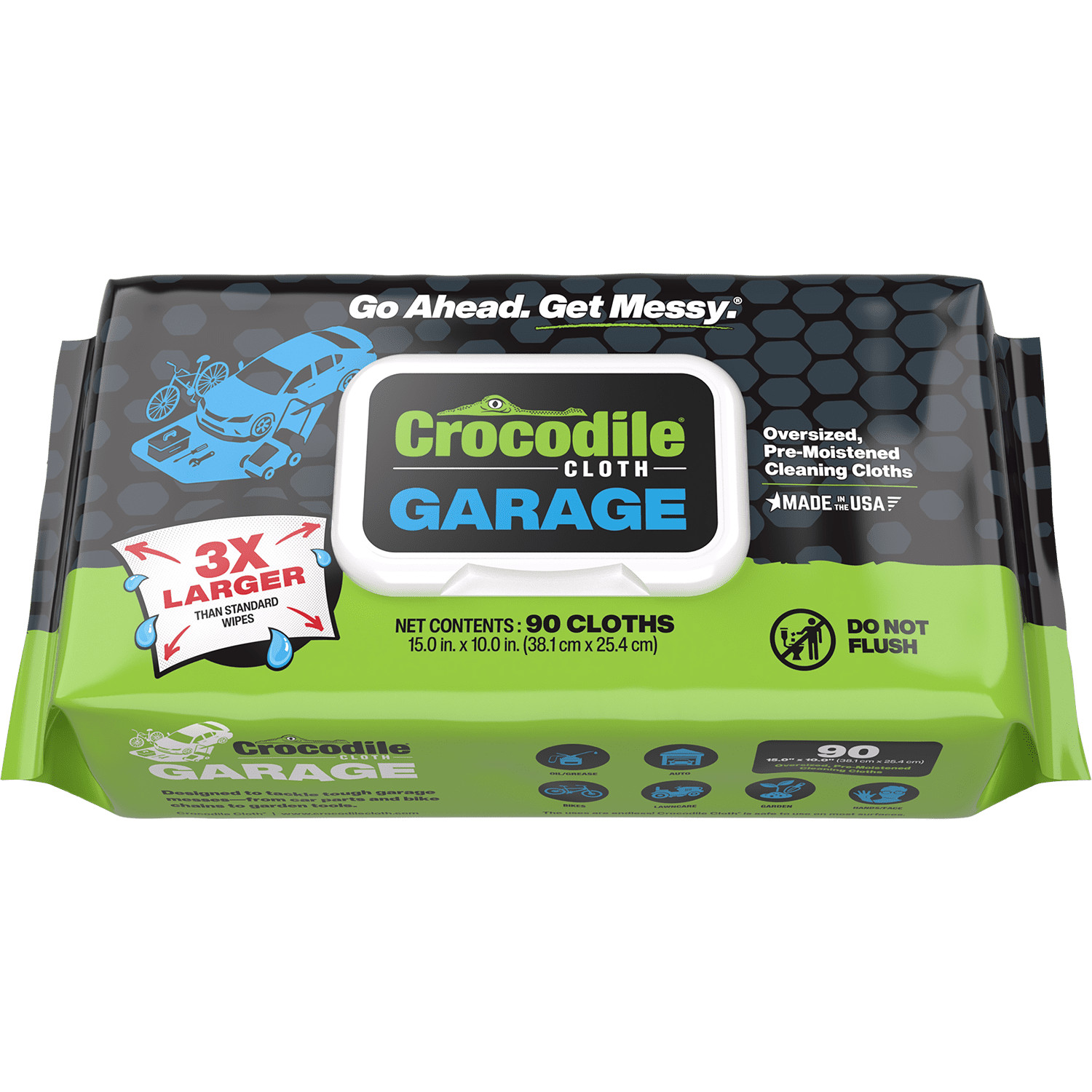 Crocodile Cloth Garage Wipes, Large 10x15in 90 Count, Interior & Degreasinging