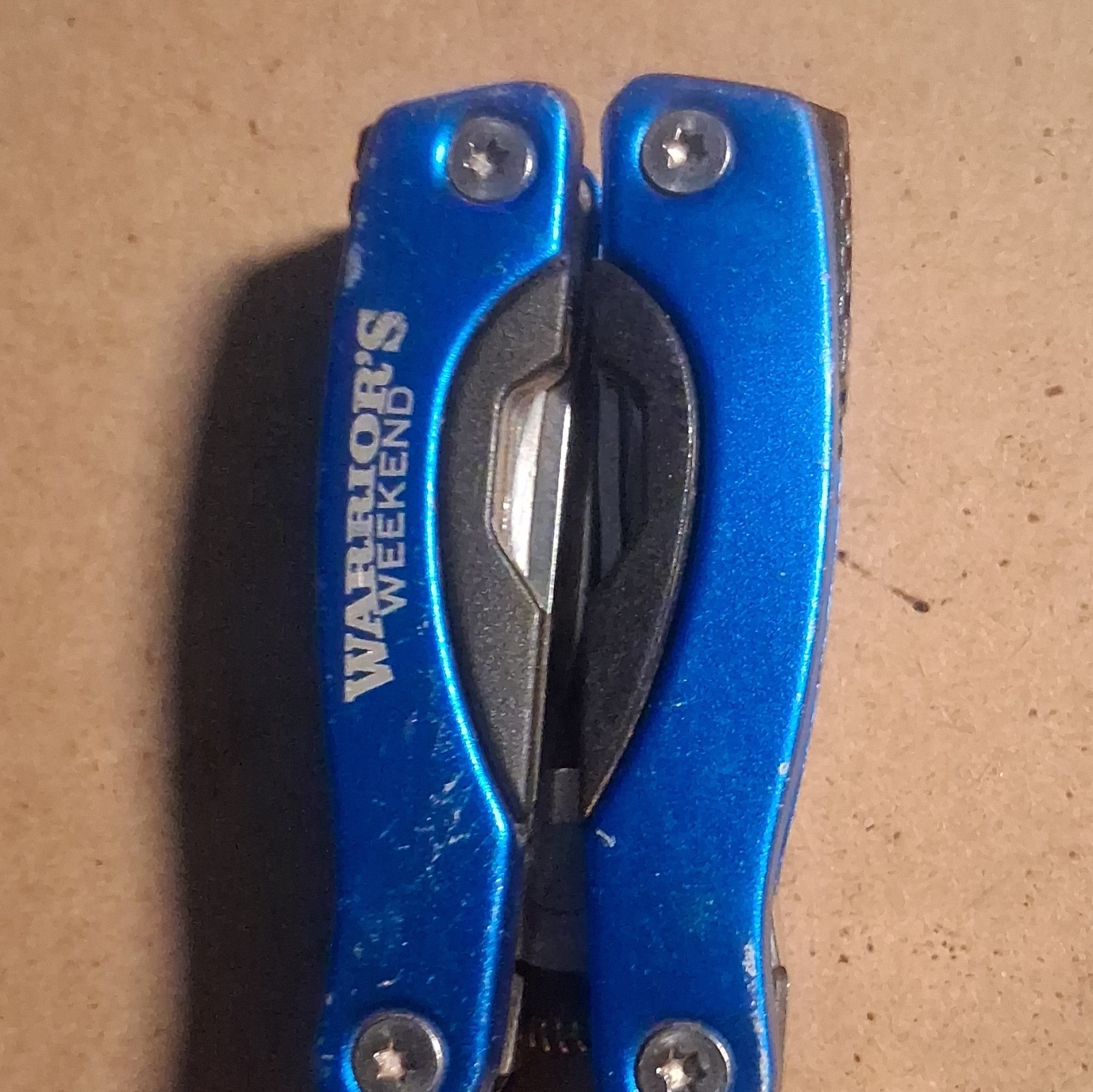 Warrior's Weekend Blue Folding Multi-Tool Pliers w/ Knife Blade & Screwdriver
