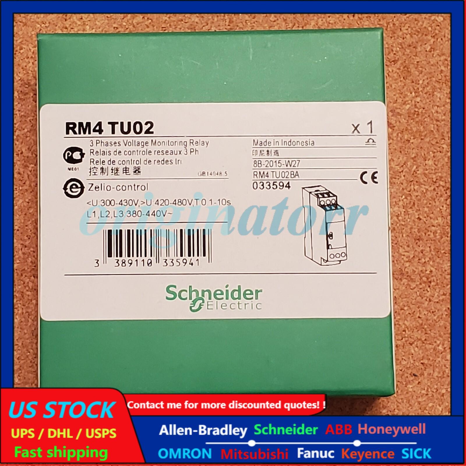 Schneider Electric 033594 RM4TU02 3-phase Voltage Monitoring RelayUS Free TAX