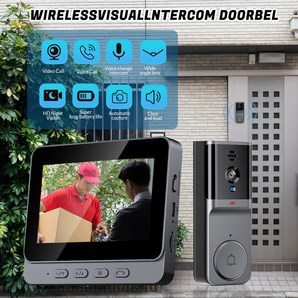 4.3'' IPS Screen 2.4 GHz Smart Wireless Video Doorbell Camera Doorbell Monitor