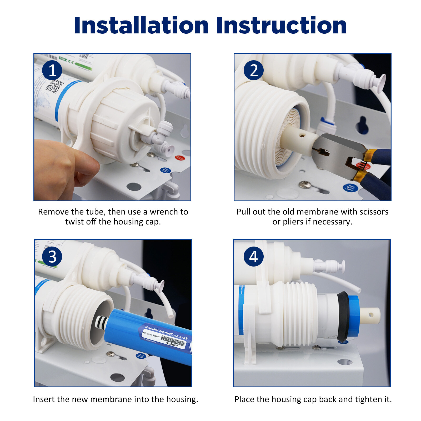 50 GPD Reverse Osmosis RO Membrane Under Sink Water Filter Replacement 1-50 Pack