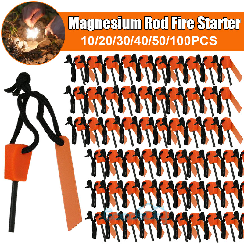 LOTS FLINT STEEL MAGNESIUM FERRO ROD EMERGENCY SURVIVAL FIRE STARTER CAMPING