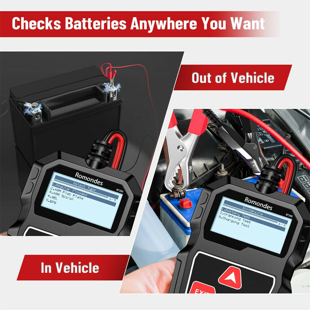 Auto Battery Analyzer 12V 100-2000 CCA Battery Charging Tester ROMONDES BT200