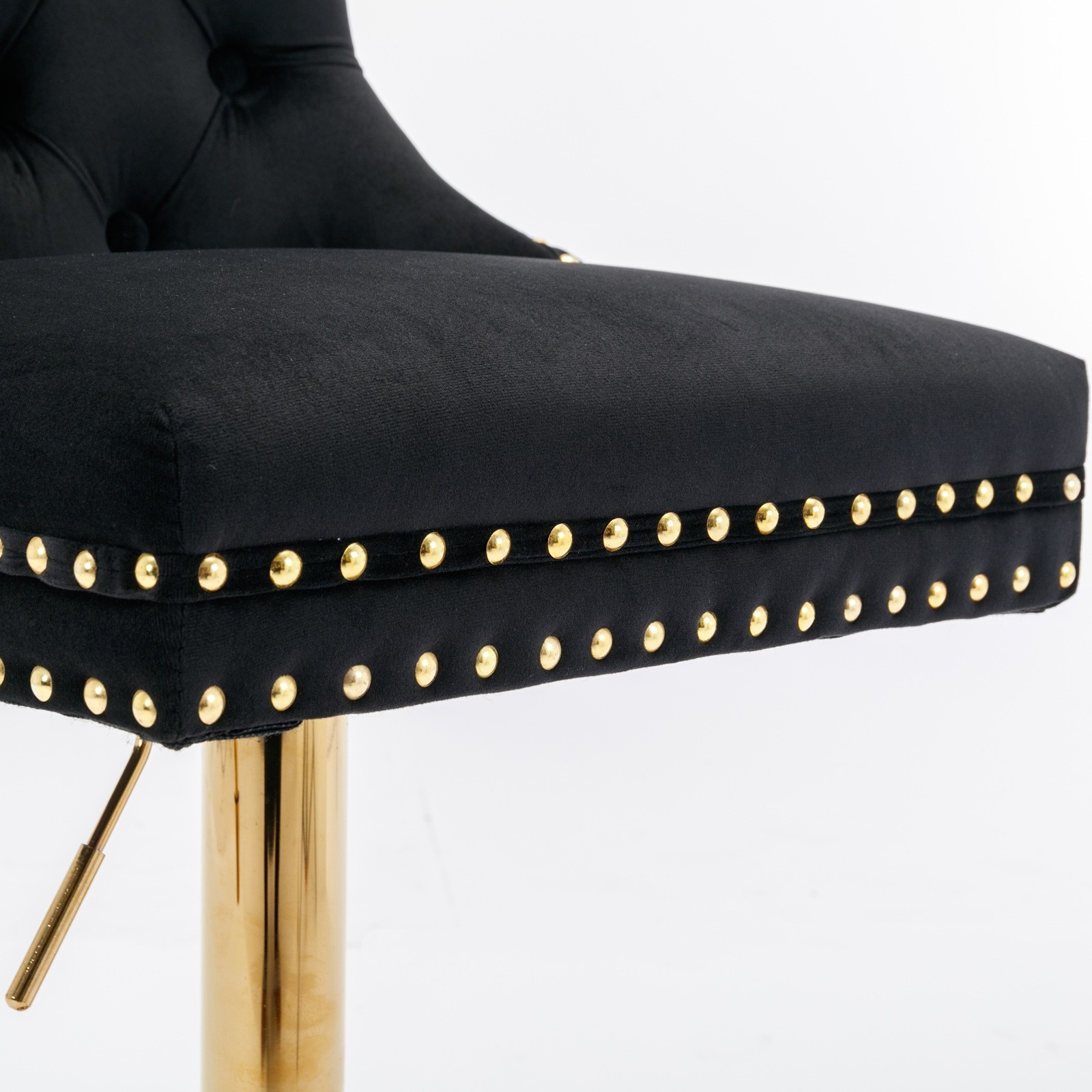 A&A Furniture Golden Swivel Velvet Barstools - Adjustable (27-35"), Tufted