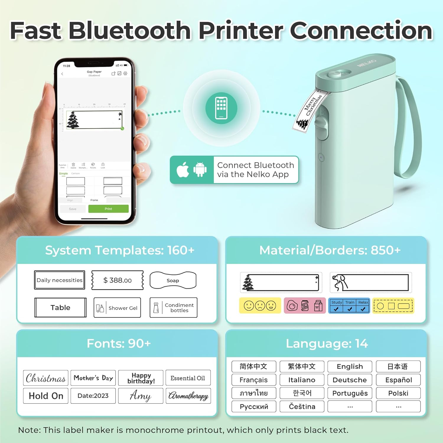 Label Maker Machine with Tape, P21 Bluetooth Label Printer, Wireless Mini Label