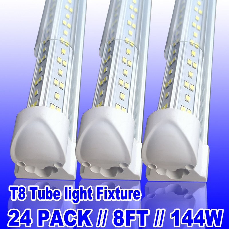 8 FT LED Tube Lights 6500K 8FT LED Shop Light Fixture 144w LED Light Bulbs 24P