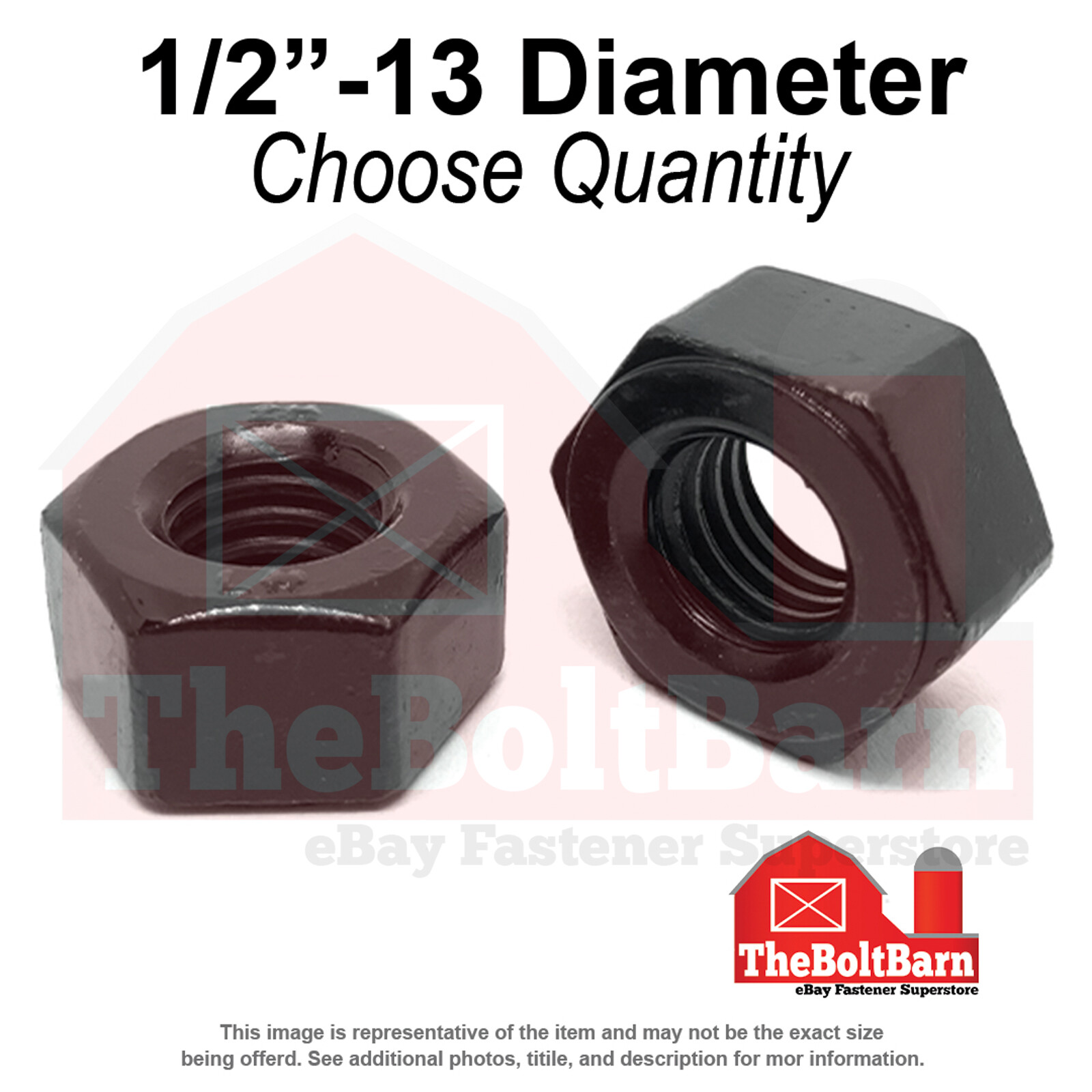 1/2"-13 Grade DH Structural Heavy Hex Nuts Plain Coarse Thread (Pick Quantity)