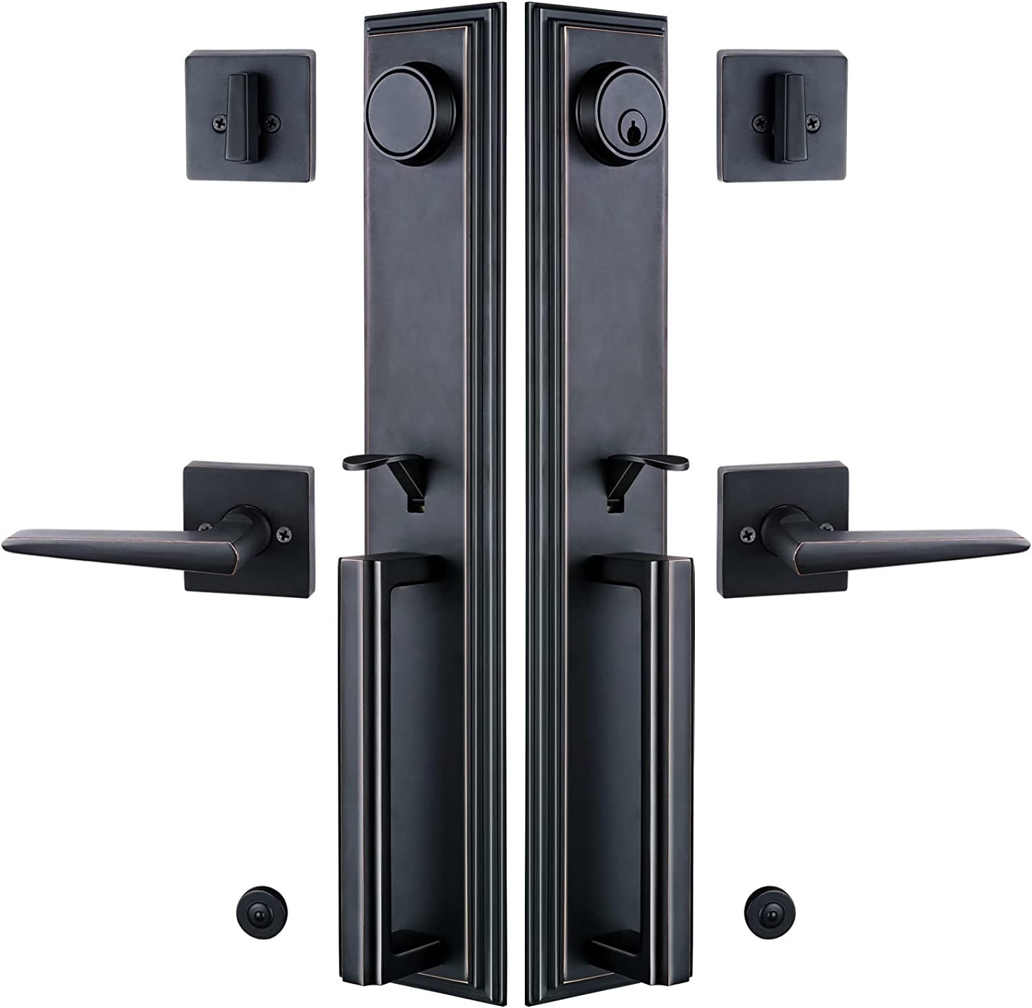 Double Door Handle Heavy Duty Front Door Lock Set with Lever & 2 Keyed Alike