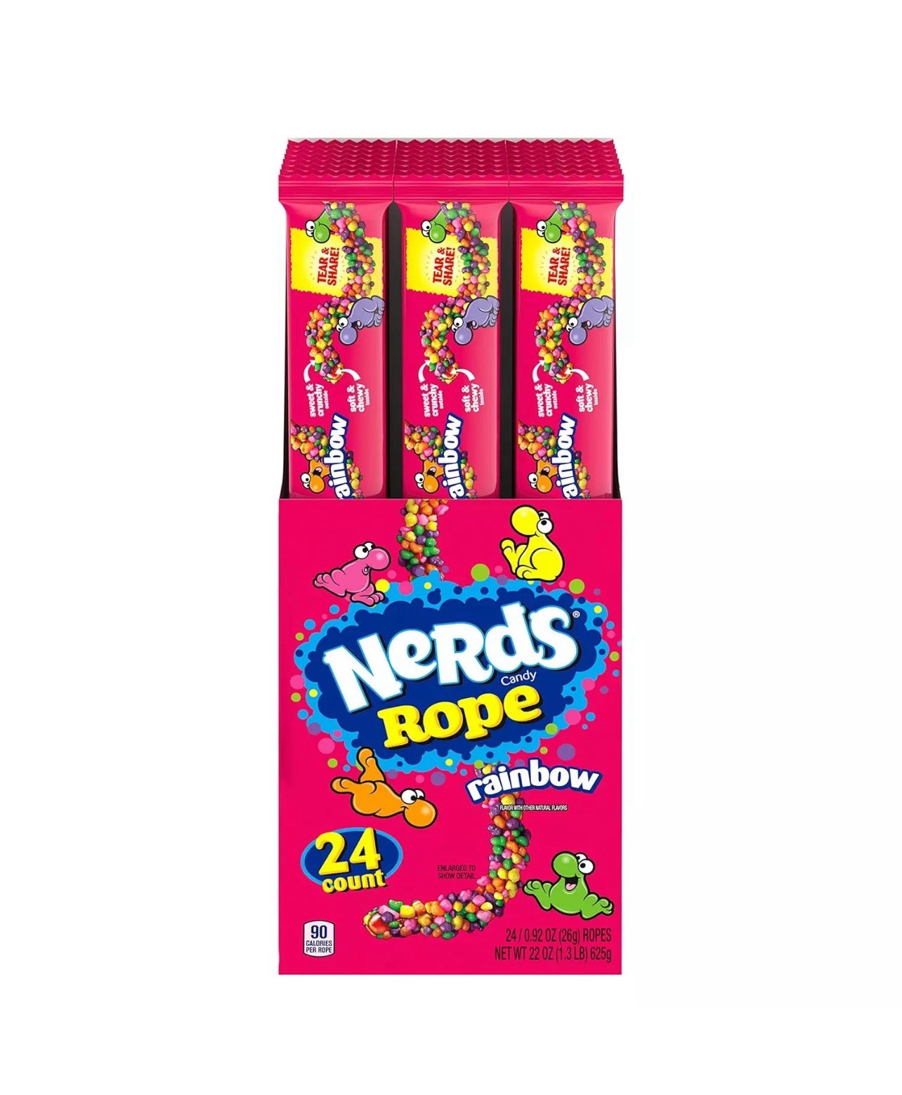 24 Packs 🩷💜🧡 Nerds Rope Candy, Rainbow, 0.92 oz Each