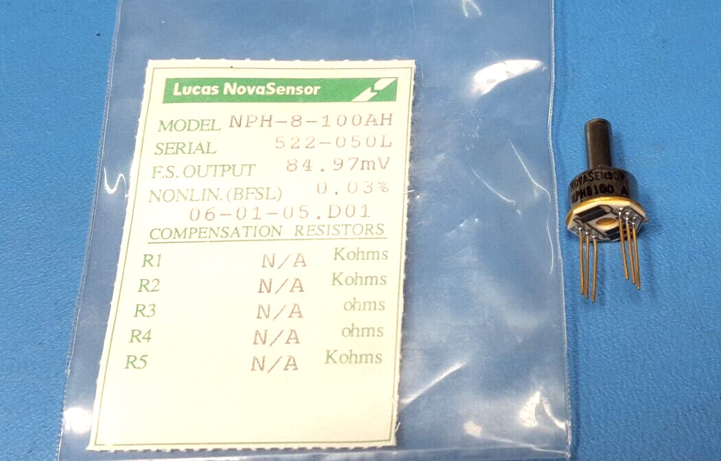 Board Mount Pressure Sensor, NPH-8-100AH, NOVASENSOR/Amphenol, TO-8, 100kPa