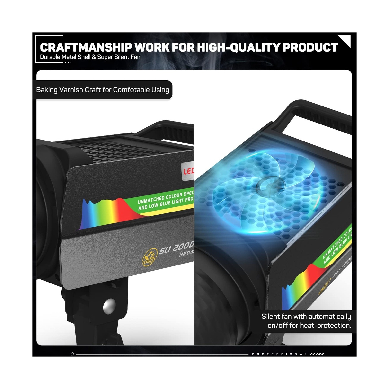 IFOOTAGE LED Continuous Video Light, 200W Daylight Continuous Outputting Ligh...