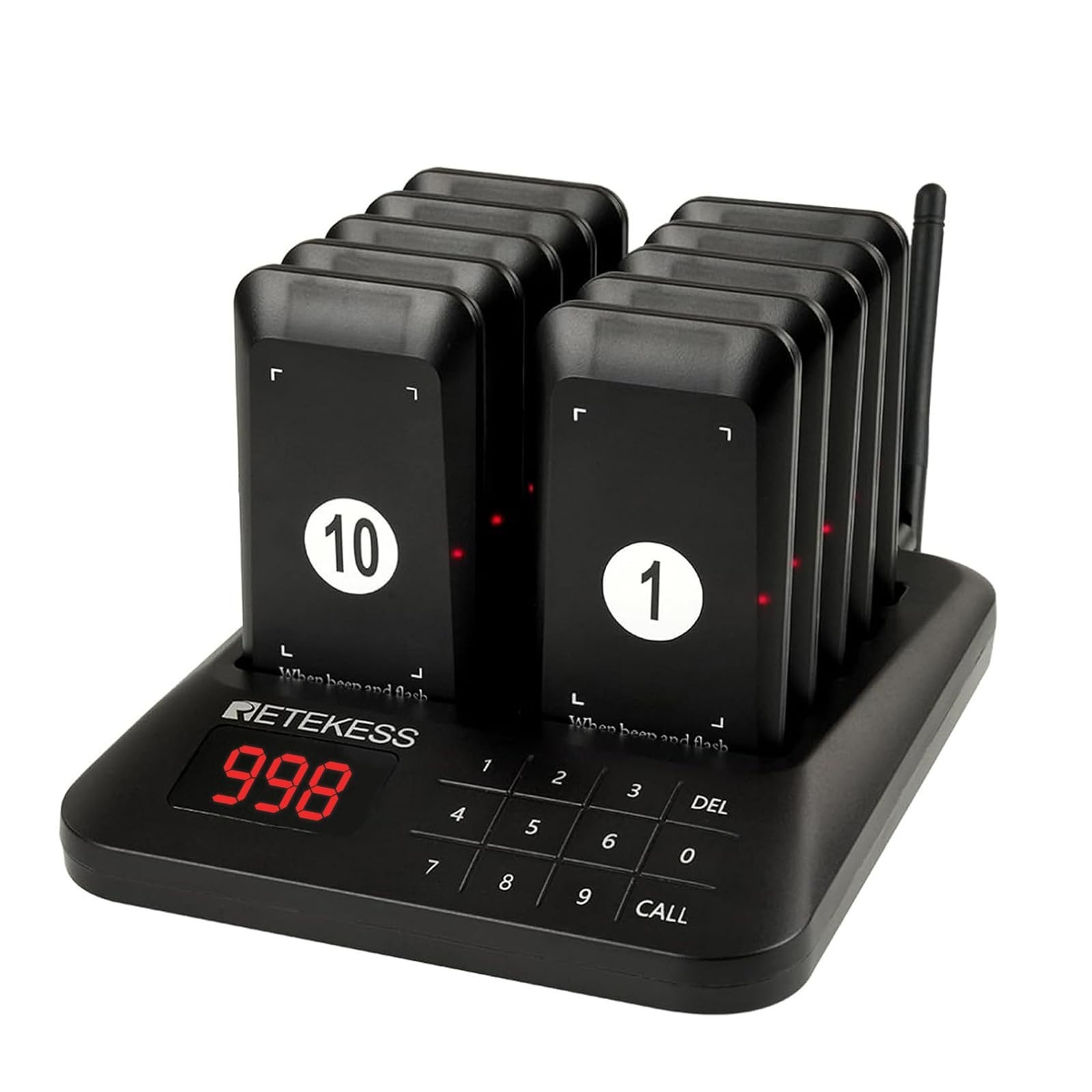 Restaurant Pager System 984ft Long Range Vibration Flashing Buzzer 16 Pagers