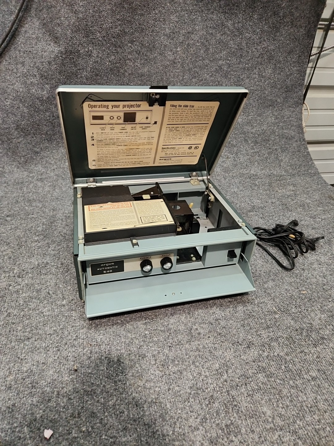 Argus 540 Slide Projector Vintage 1950s Tech Green Automatic