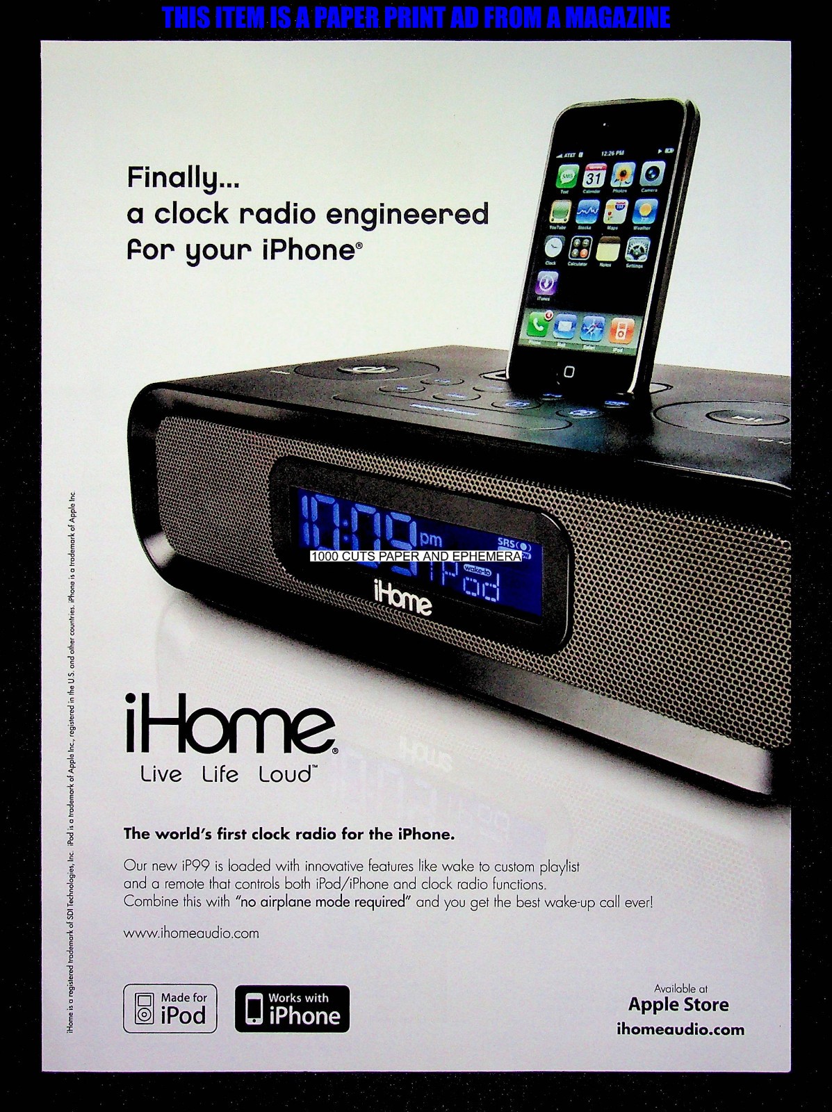 iHome iPod Radio Dock 2008 Trade Print Magazine Ad Poster ADVERT
