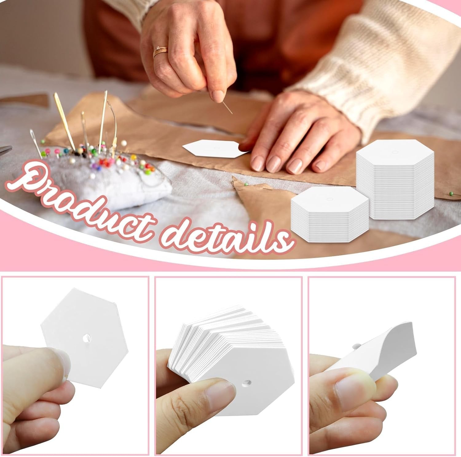 500 PCS Paper Piecing 1", Hexagon Quilting Templates for DIY Patchwork Crafts...