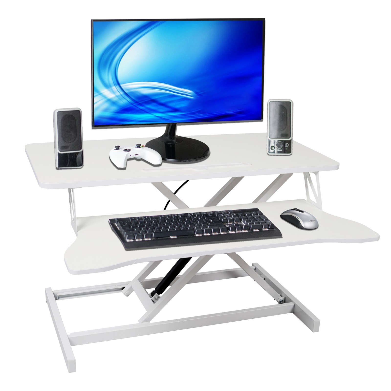 Adjustable Height Standing Laptop Desk Sit Stand Workstation Keyboard Tray White