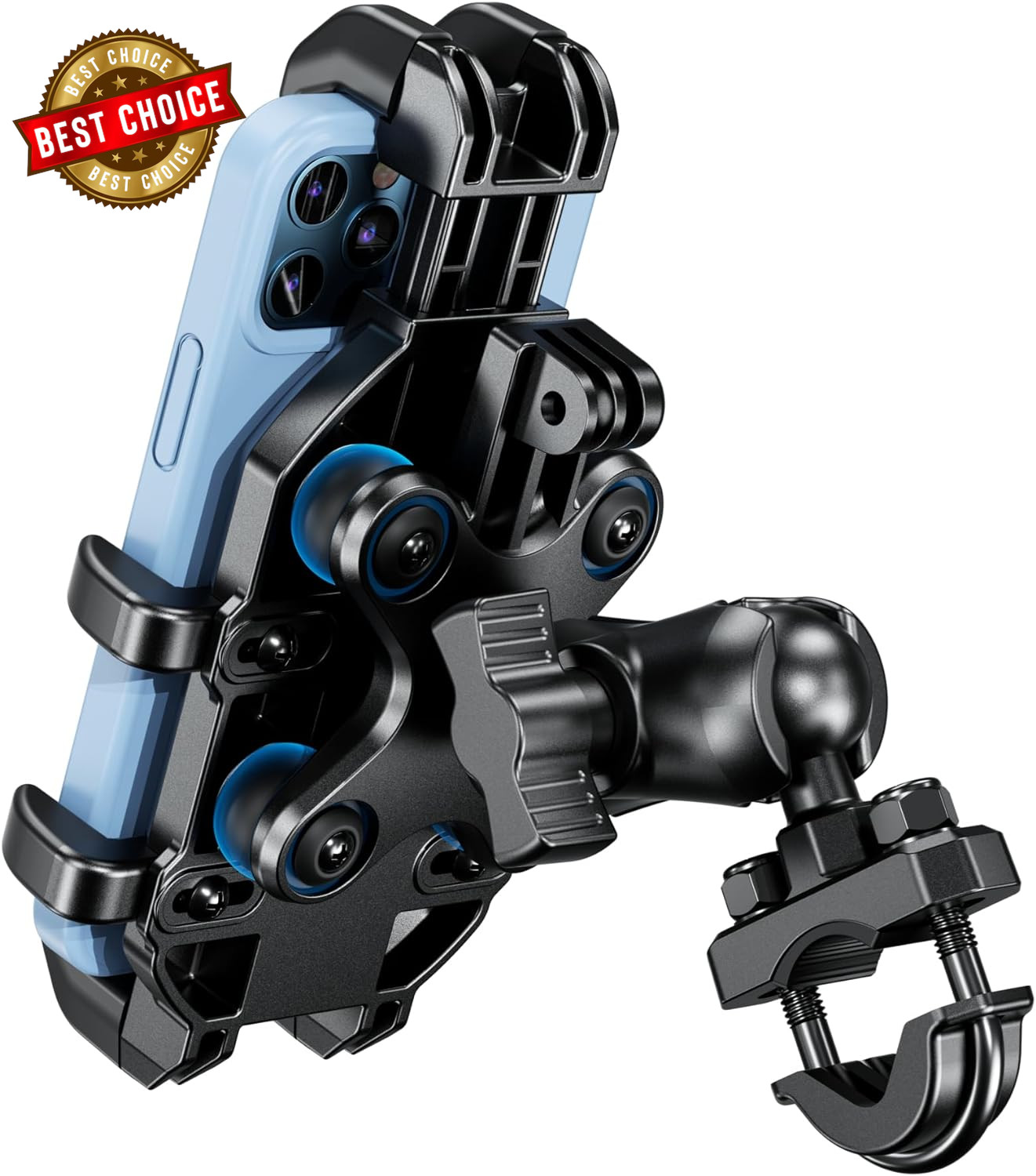 Motorcycle Phone Mount Holder with Vibration Dampener, Anti-Shake Handlebar Cell