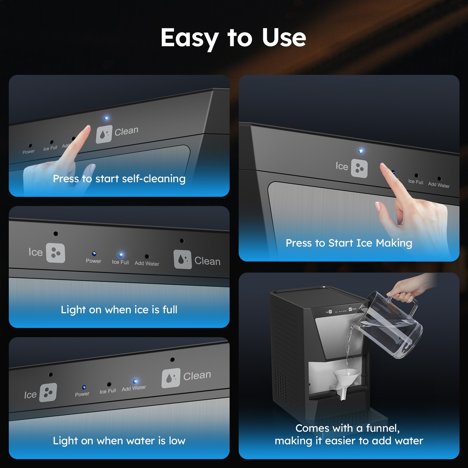 Ball Ice Maker Machine with Self-Cleaning Function - Makes Crystal Clear