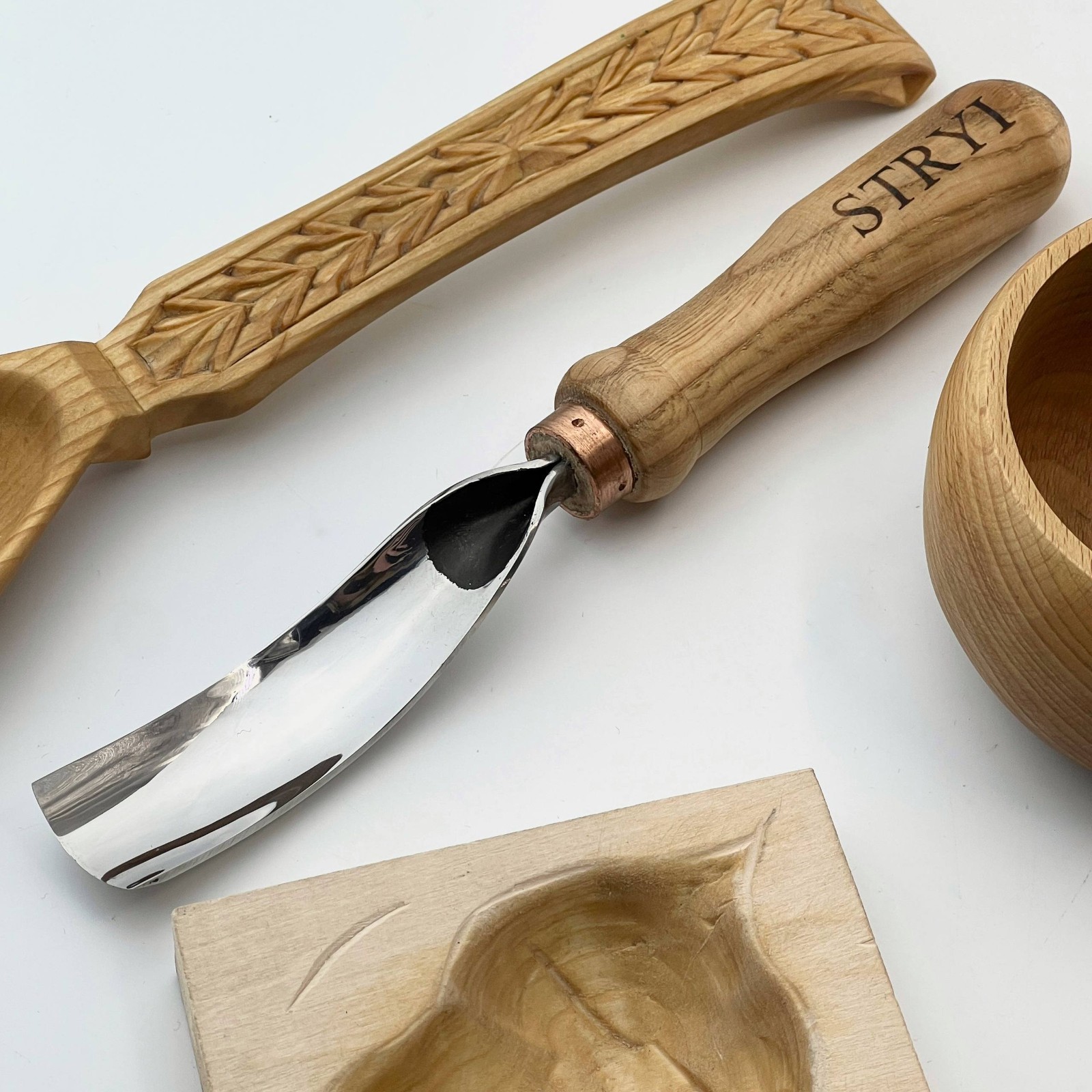 Spoon Wood carving set 4 pcs, Carving tools, Hook knife, STRYI Profi