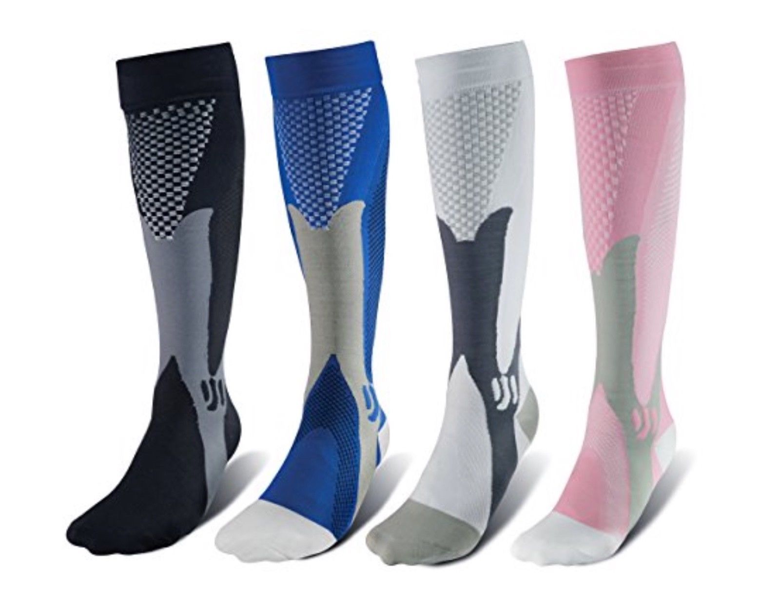 (3 Pairs) Compression Socks 20-30 mmHg Sports Calf Running Fitness Men's Women's