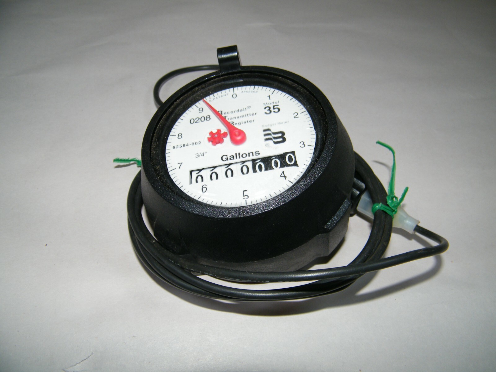 BADGER METER 3/4" MODEL 35 RTR 62584-002 WATER METER, NO LID, RECORDALL REGISTER