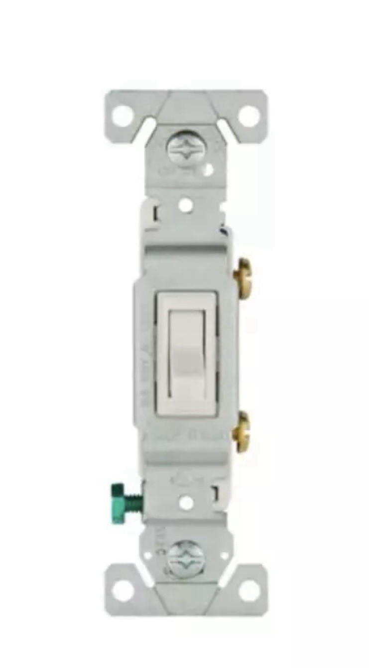 Eaton White Framed Toggle Wall Light Switch Single Pole 15A 120V Bulk 1301-7W