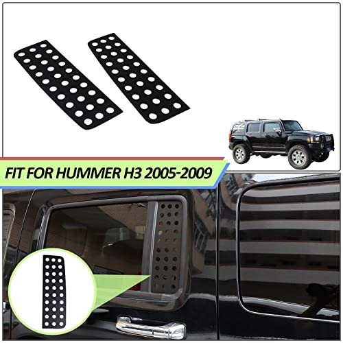Aluminum Alloy Rear Door Window Decals Glass Cover Trim Panel for Hummer Black