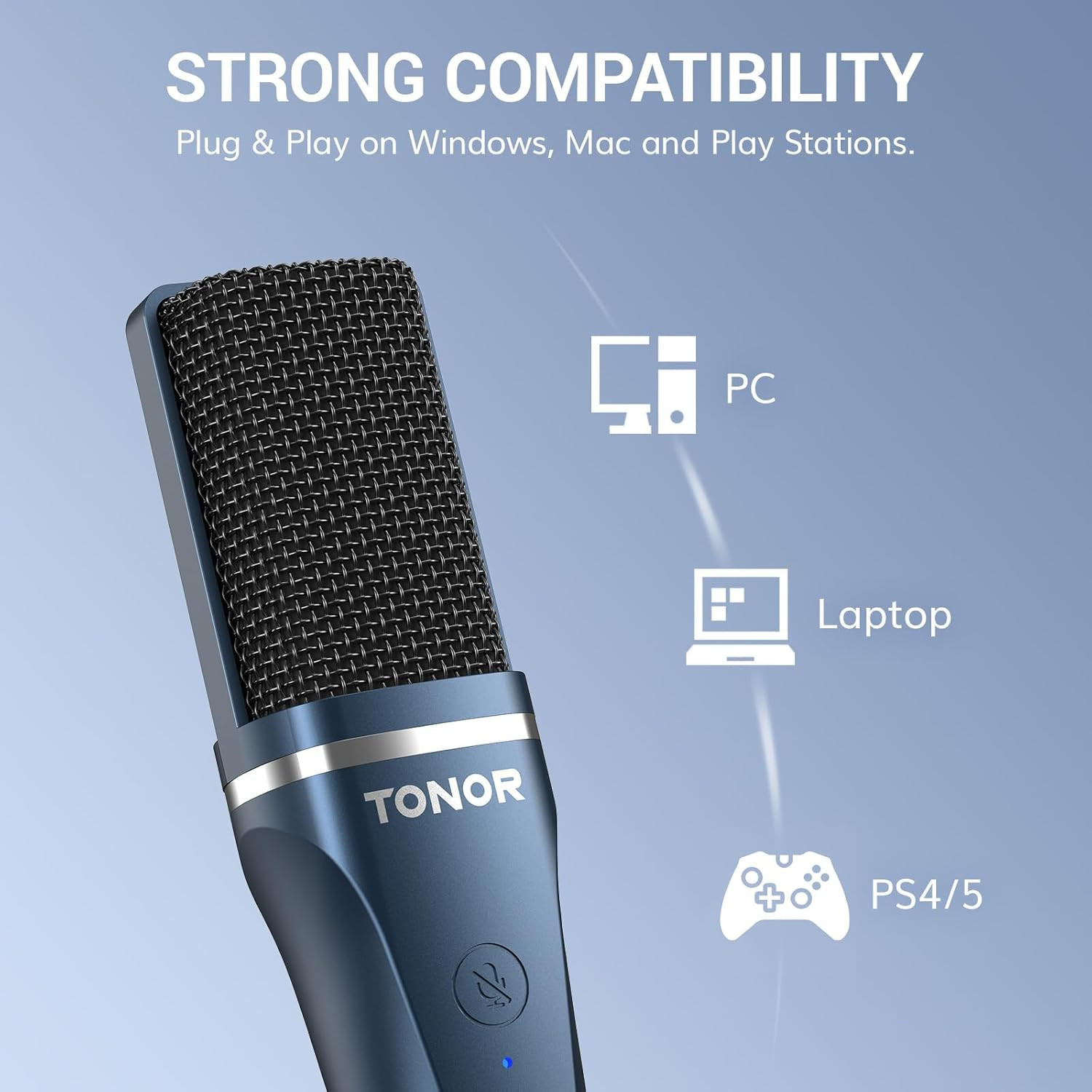 TONOR TC-777 Podcast Microphone, USB Computer Microphone, Cardioid Condenser PC