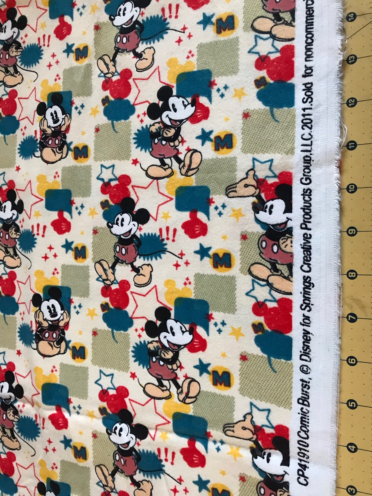 2011 Mickey Mouse Comic Burst Flannel fabric sold by the yard #2418