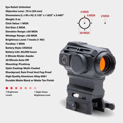 Tacticon Armament Apex Predator V3 Solar | Multi-Reticle Red Dot Sight