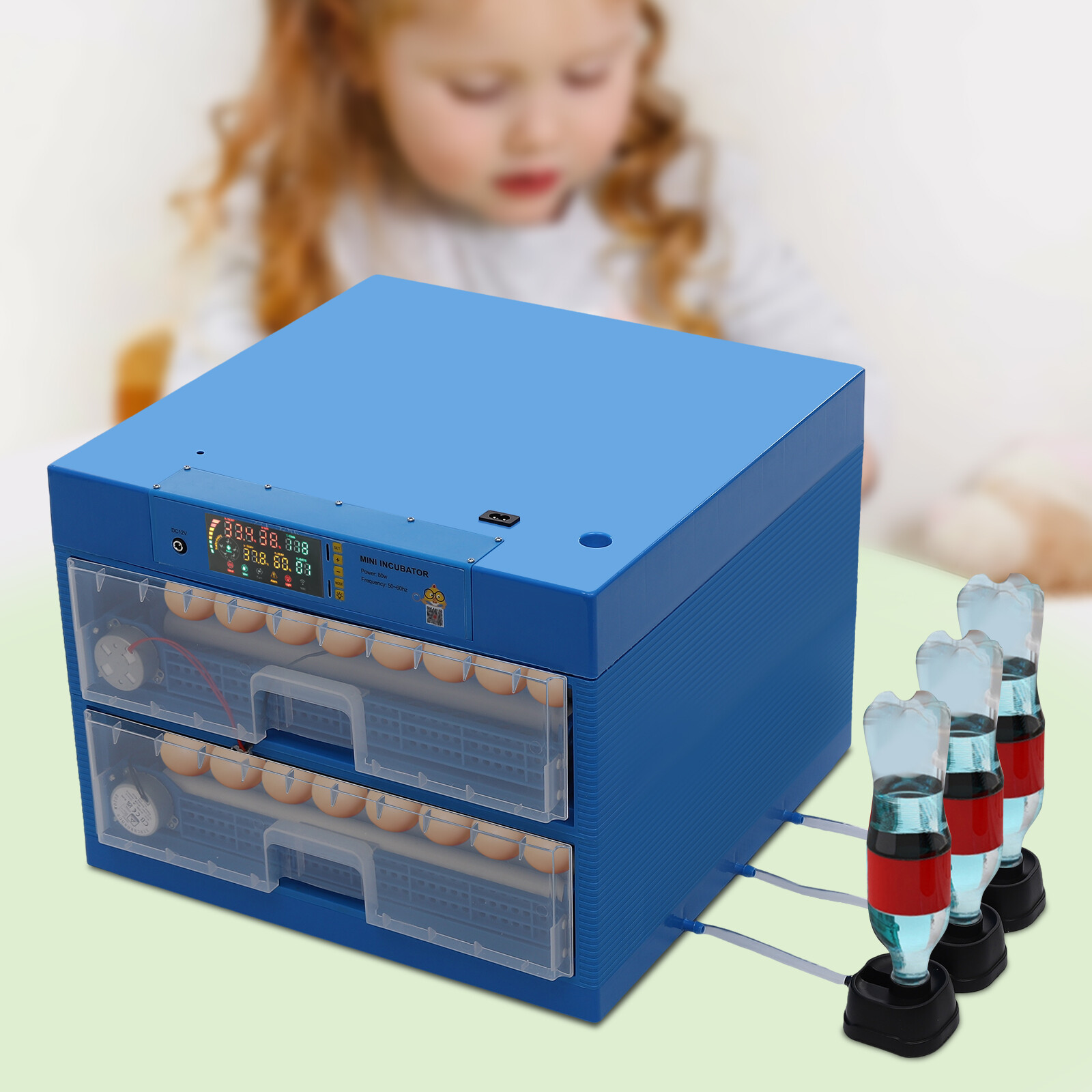 128 Egg Automatic Incubator Hatcher Machine LED Display Blue