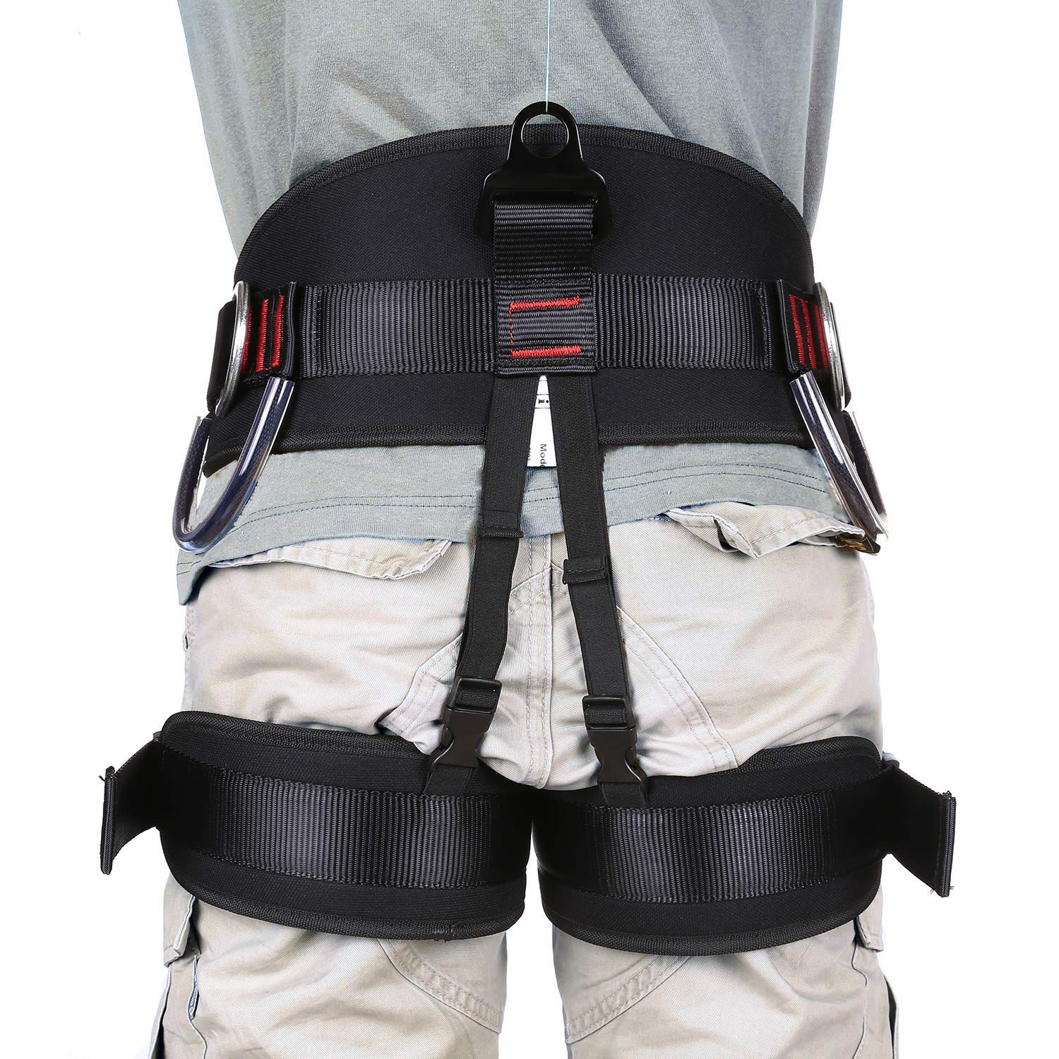 Ttechouter Adjustable Thickness Climbing Harness Half Body One Size, black