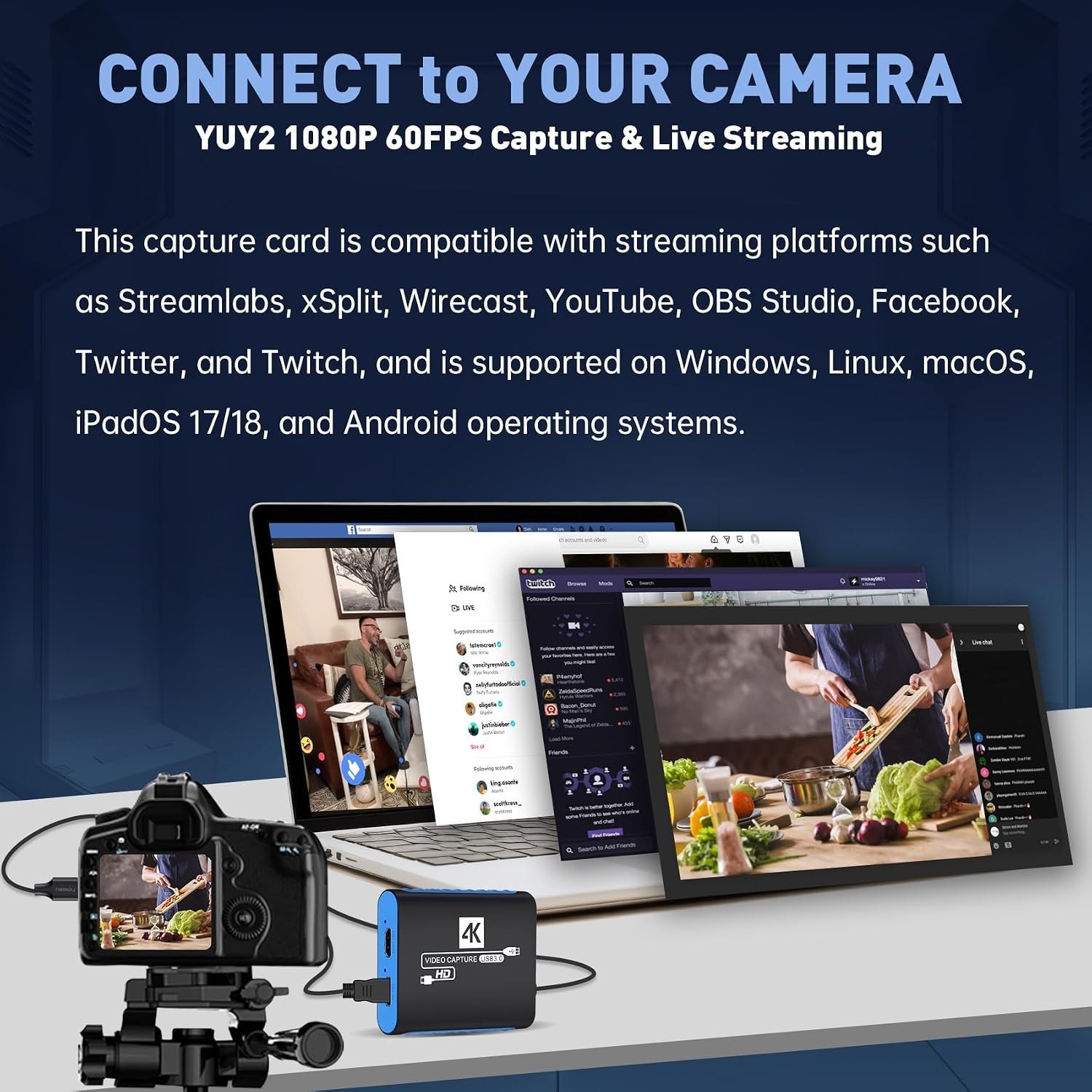 Capture Card for OBS Twitch Game Live Streaming and Recording with 4K Pass-Th...