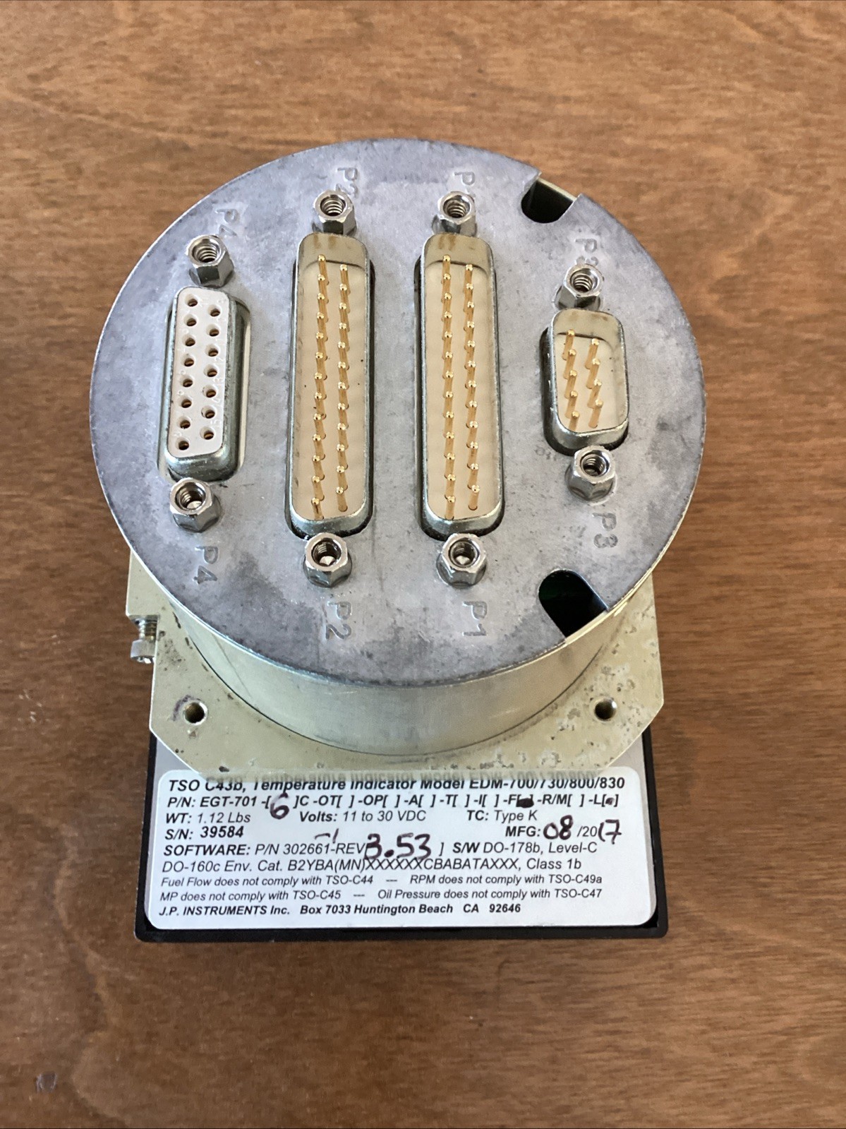 J.P. Instruments Inc. EDM-700/730/800/830 Temperature Indicator 11-30V