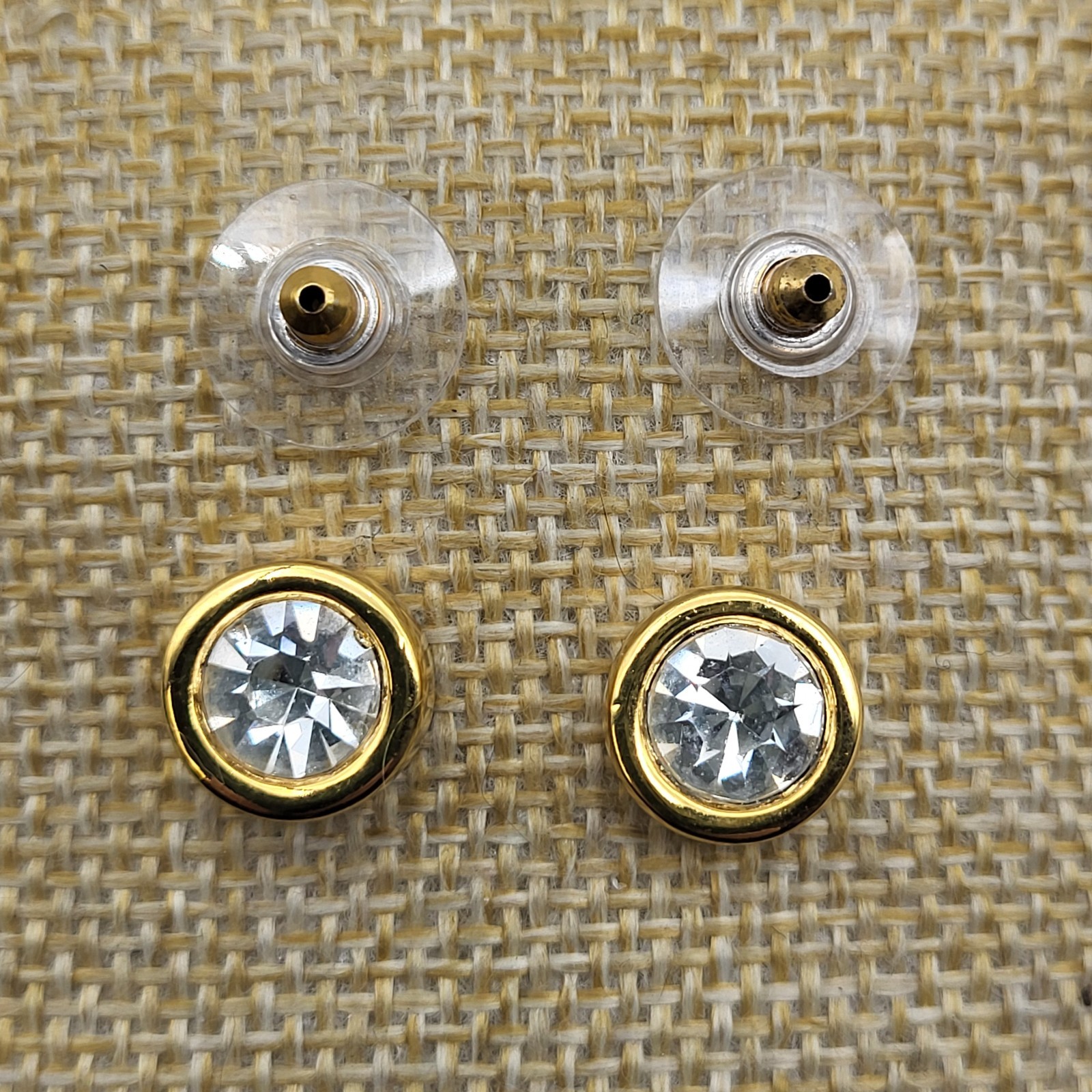 Beautiful Anne Klein Signed crystal stud earrings clear sexy elegant