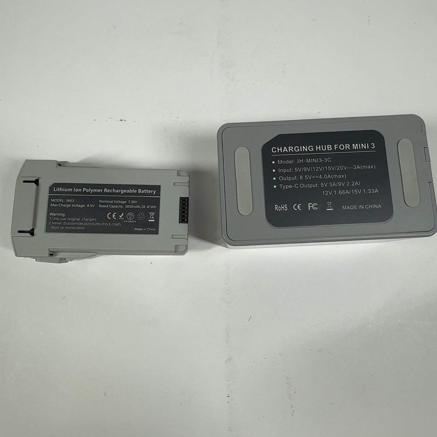 JHTC Mini 3/4 Pro Battery 2-Pack and Two-Way Three-Channel Charging Hub Compatib