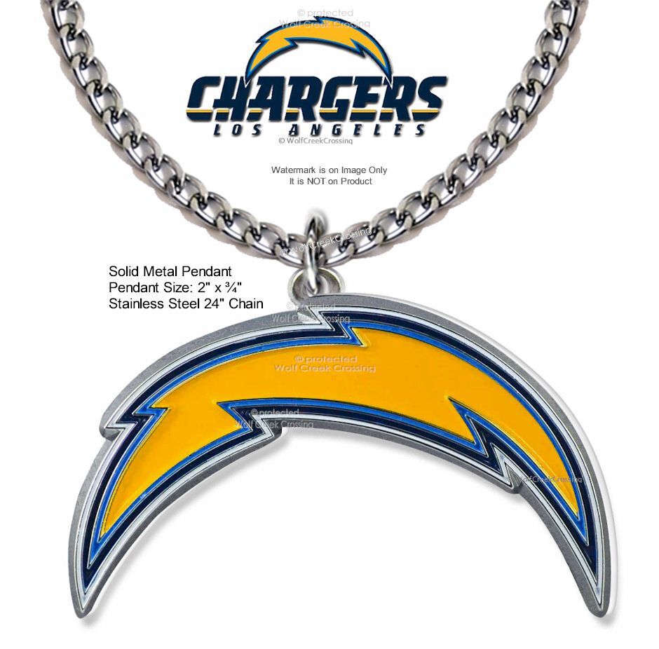 LARGE LOS ANGELES CHARGERS NECKLACE Stainless Steel Chain NFL  Football Dad Son'