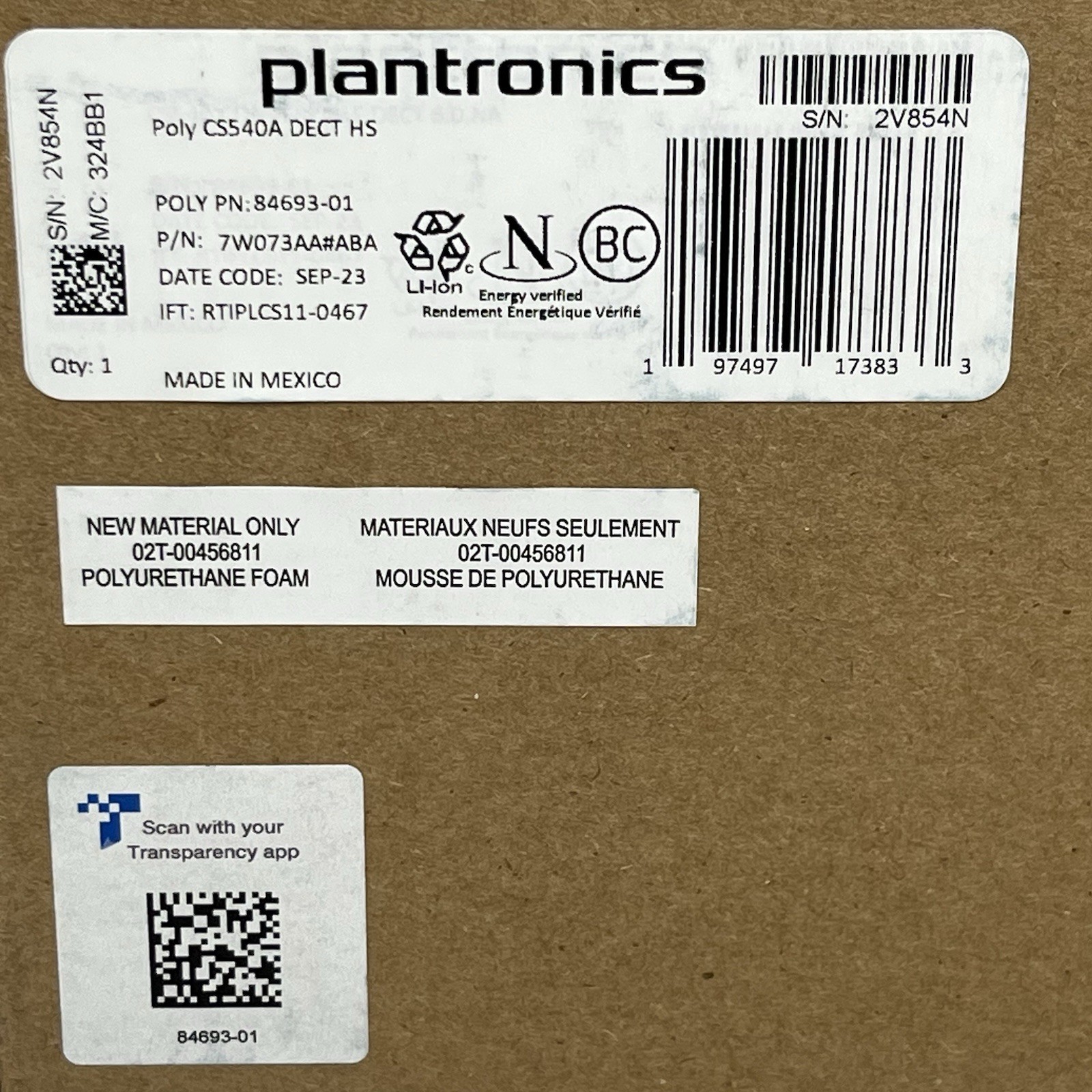 Poly Plantronics CS540 Wireless DECT Office Headset w Charging Base New