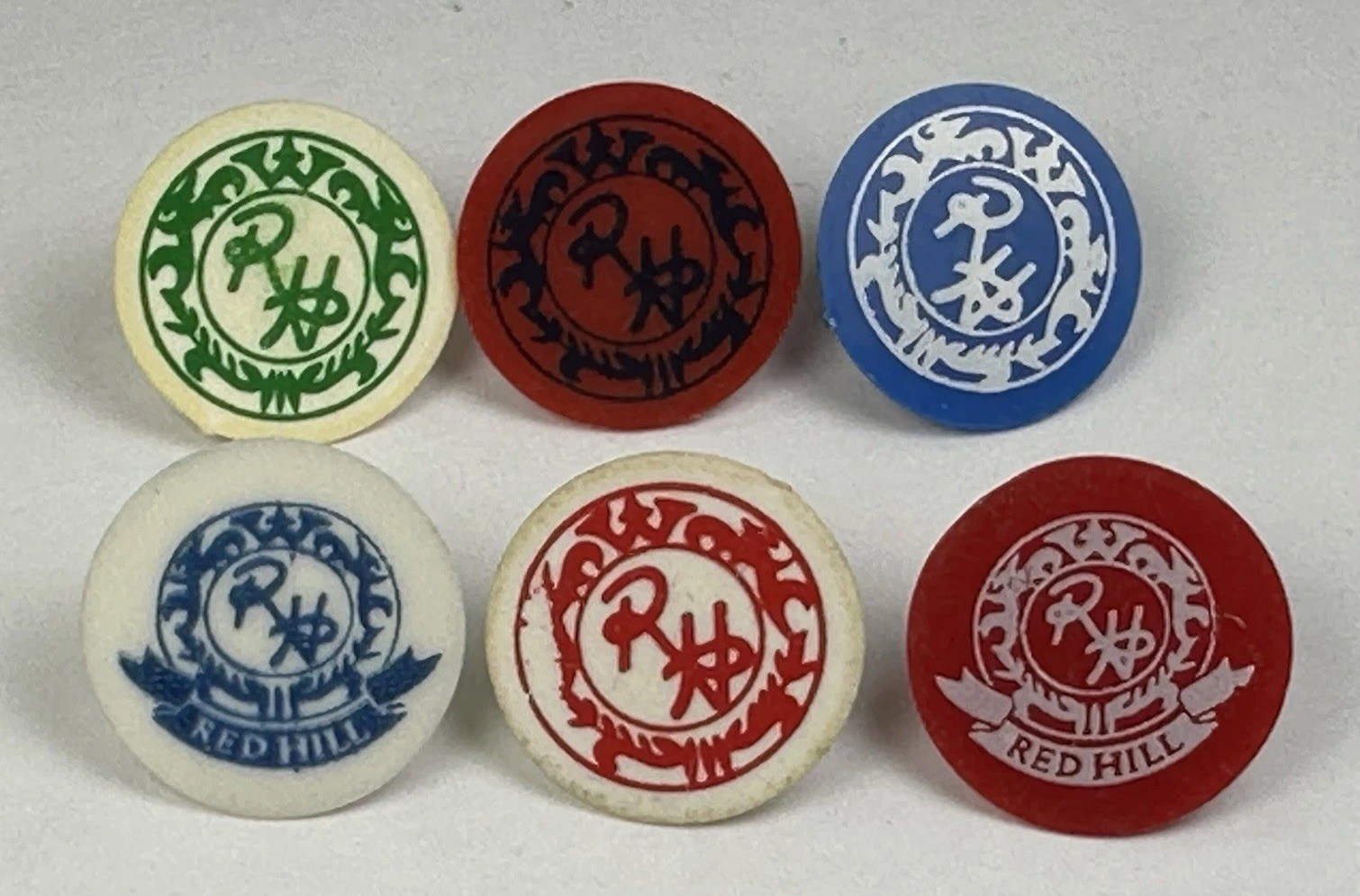 Vintage Red Hill Country Club Golf Course CA Plastic Ball Markers Lot of 6