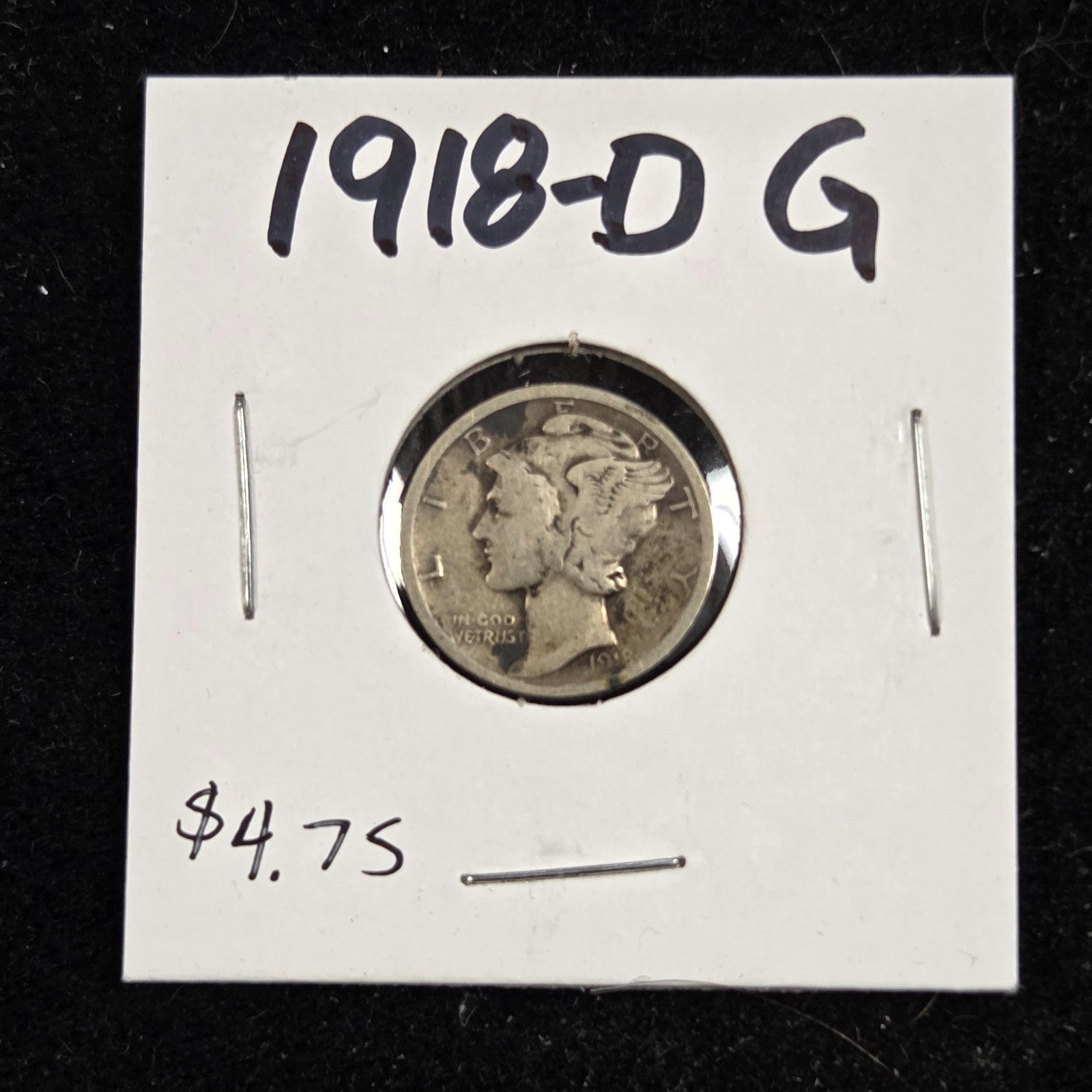 1918-D Mercury Silver Dime G - Single Coin