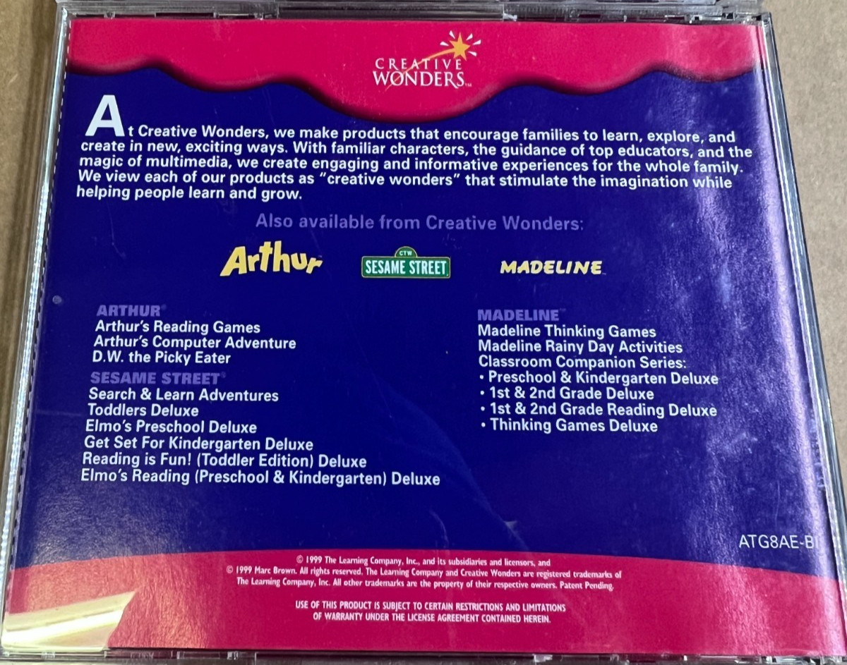 educational adventure cd roms Windows ARTHUR'S Reading Thinking Games