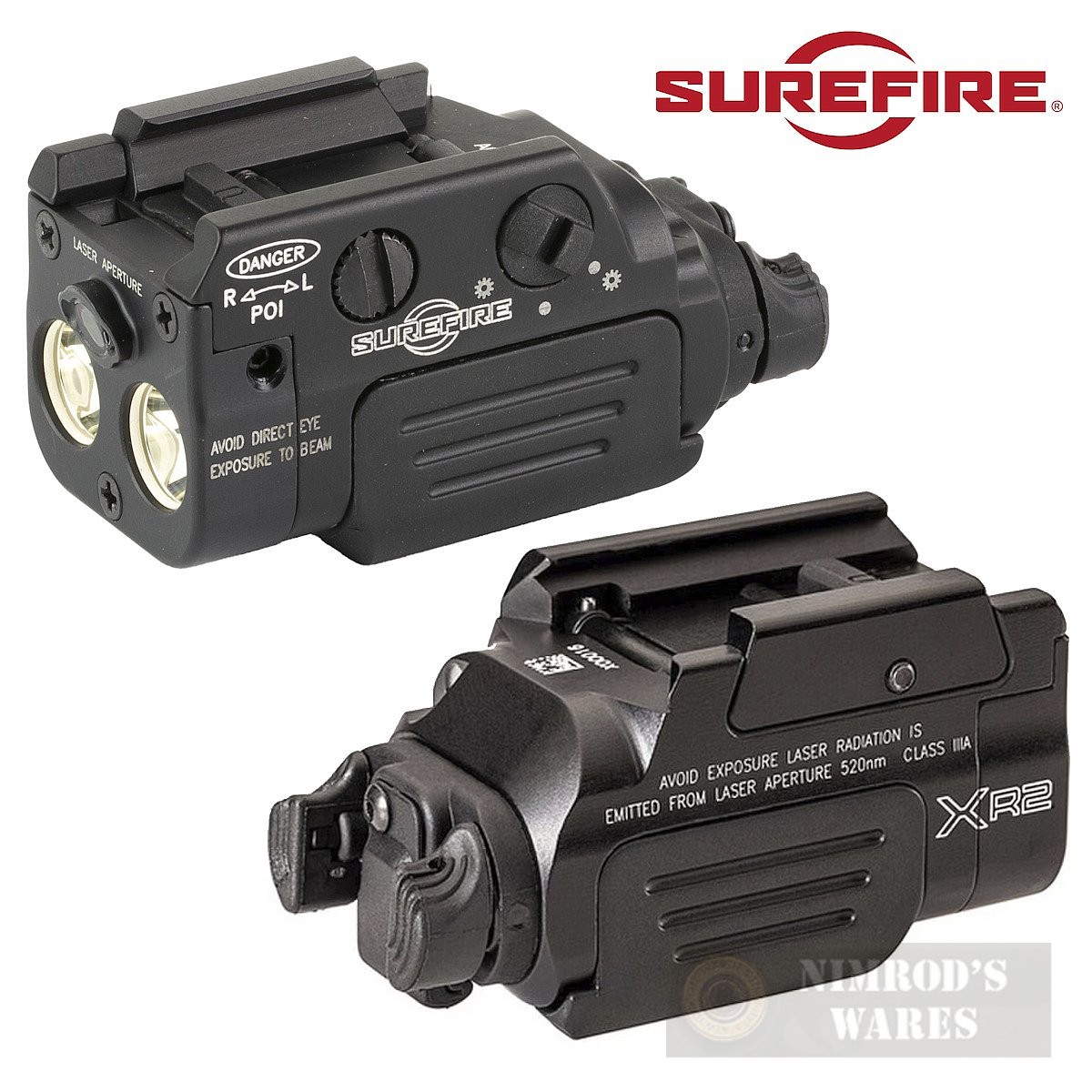 SureFire XR2 Weaponlight + Red Laser 800 Lumens Rechargeable Fits Rails XR2-A-RD