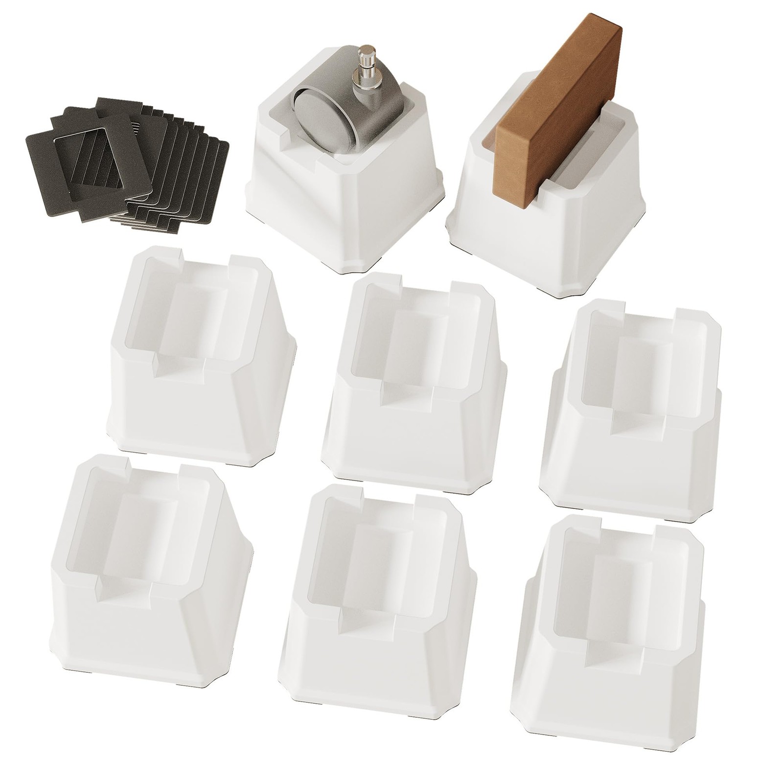 White Heavy Duty Furniture Bed Risers Elevators Lifts Legs 3 Inch 8 PCS